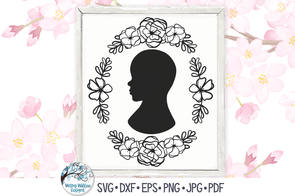 Baby Silhouette with Flowers SVG Wispy Willow Designs Company