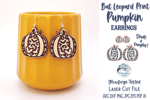 Bat Leopard Print Pumpkin Earrings for Glowforge Laser Cutter SVG Wispy Willow Designs Company