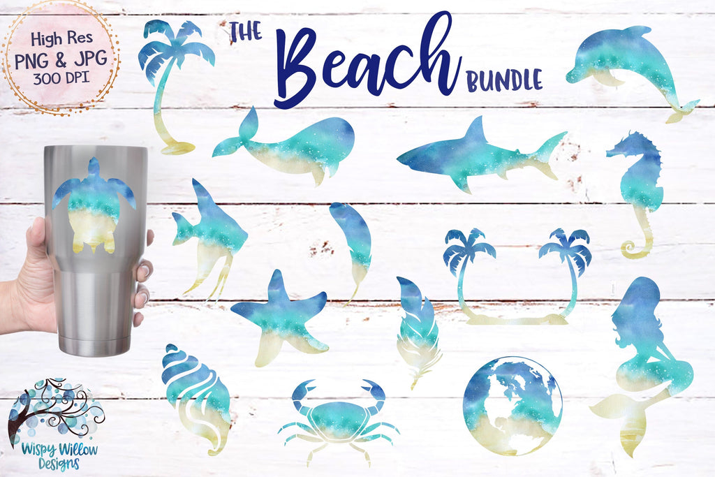 Beach Animals Clipart | Sublimation PNGs Wispy Willow Designs Company