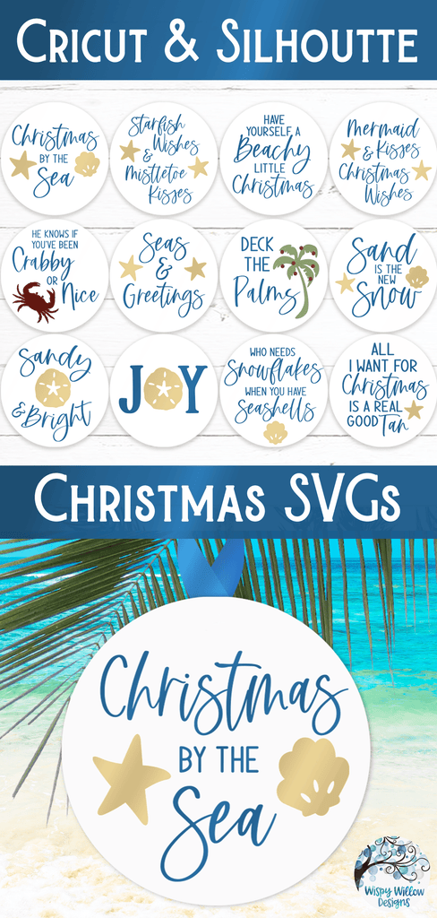 Beach Christmas Ornament SVG Bundle Wispy Willow Designs Company