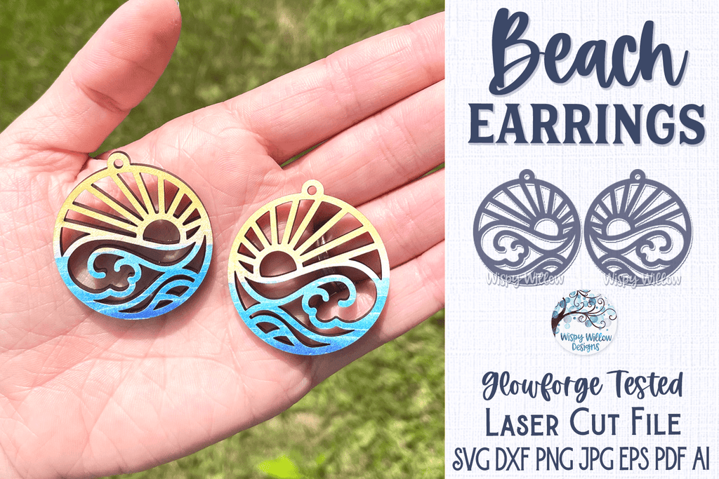 Beach Earring File for Glowforge or Laser Wispy Willow Designs Company