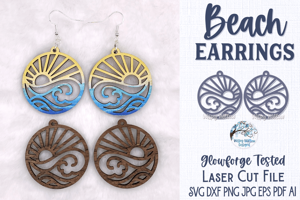 Beach Earring File for Glowforge or Laser Wispy Willow Designs Company