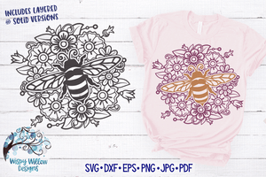 Bee and Flower Mandala SVG Wispy Willow Designs Company