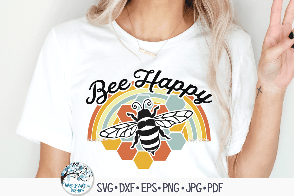 Bee Happy SVG Wispy Willow Designs Company