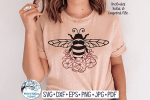 Bee with Flowers SVG Wispy Willow Designs Company