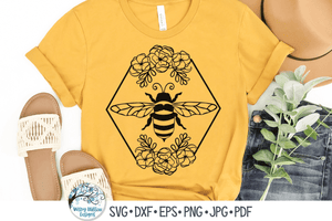 Bee with Flowers SVG Wispy Willow Designs Company