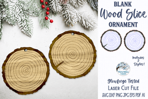 Blank Wood Slice Christmas Ornament for Glowforge or Laser Cutter Wispy Willow Designs Company