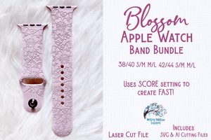 Blossom Watch Band Design for Glowforge or Laser Cutter Wispy Willow Designs Company