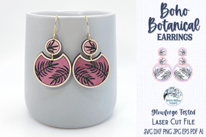 Boho Botanical Earring File for Glowforge or Laser Wispy Willow Designs Company