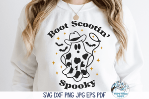 Boot Scootin Spooky Ghost SVG | Funny Cowboy Halloween Wispy Willow Designs Company