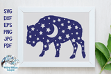 Buffalo with Moon and Stars SVG Wispy Willow Designs Company