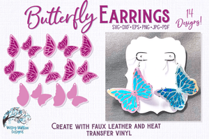 Butterfly Earring File for Cricut Wispy Willow Designs Company