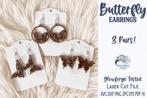 Butterfly Earring SVG Bundle for Glowforge or Laser Cutter Wispy Willow Designs Company
