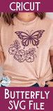 Butterfly With Flowers SVG Wispy Willow Designs Company