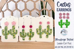 Cactus Earring File for Glowforge or Laser Wispy Willow Designs Company