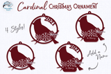Cardinal Christmas Ornament for Glowforge or Laser Cutter Wispy Willow Designs Company