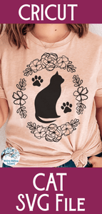 Cat with Flowers SVG Wispy Willow Designs Company