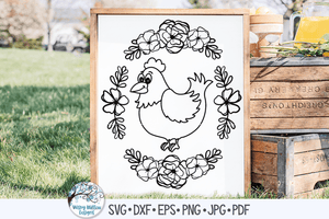 Chicken with Flowers SVG Wispy Willow Designs Company