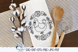 Chicken with Flowers SVG Wispy Willow Designs Company