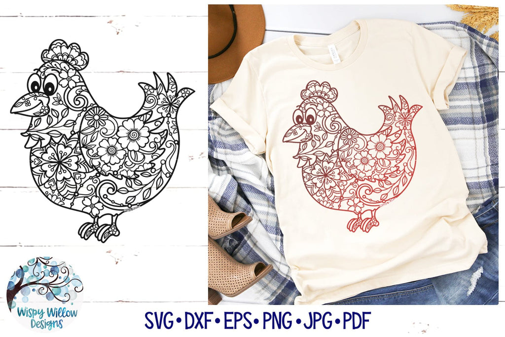 Chicken Zentangle SVG Wispy Willow Designs Company