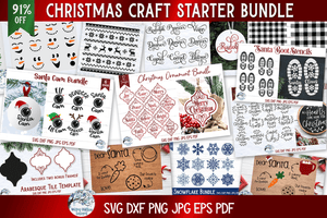 Christmas Craft Starter SVG Bundle | Holiday SVG Bundle Pack Wispy Willow Designs Company