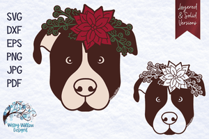 Christmas Dog with Flowers SVG Wispy Willow Designs Company