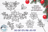 Christmas Flower Bundle SVG | Poinsettia and Holly SVGs Wispy Willow Designs Company