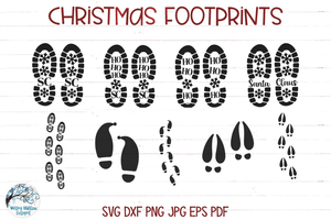 Christmas Footprints SVG Bundle | Santa, Elf, Reindeer Tracks Wispy Willow Designs Company
