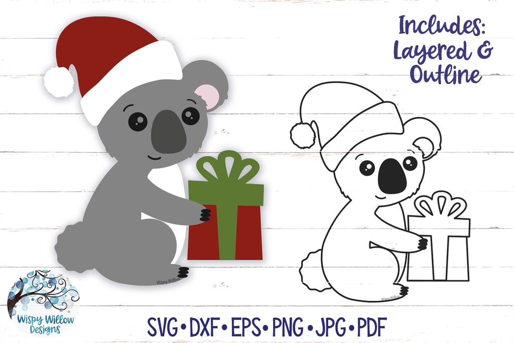 Christmas Koala SVG | Santa Koala SVG Wispy Willow Designs Company
