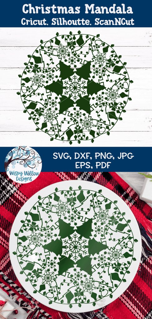 Christmas Mandala SVG Wispy Willow Designs Company