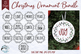 Christmas Ornament SVG Bundle | Round Christmas SVG Wispy Willow Designs Company