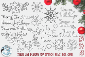 Christmas SVG Bundle for Foil Quill, Sketch, Draw, Pens, Score - Single Line Designs Wispy Willow Designs Company