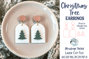 Christmas Tree Earring SVG for Glowforge Laser Cutter Wispy Willow Designs Company