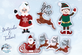 Christmas Watercolor Stickers | Santa Claus Stickers Wispy Willow Designs Company