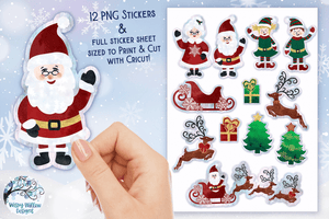 Christmas Watercolor Stickers | Santa Claus Stickers Wispy Willow Designs Company