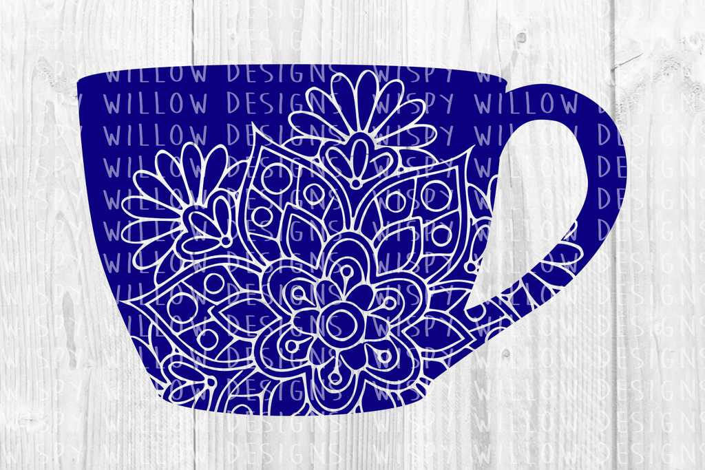 Coffee Cup Mandala SVG Wispy Willow Designs Company
