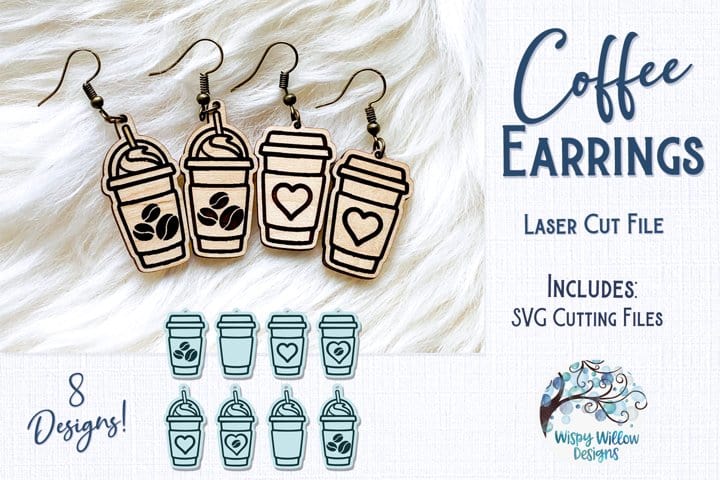Coffee Earrings for Laser Wispy Willow Designs Company