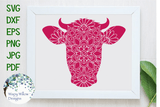 Cow Face Mandala SVG Wispy Willow Designs Company