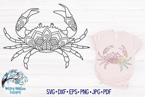 Crab Mandala SVG Wispy Willow Designs Company