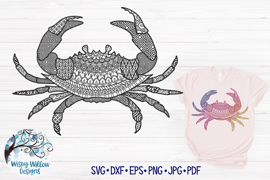 Crab Zentangle SVG Wispy Willow Designs Company