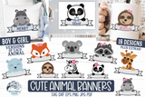 Cute Animal Banners SVG Bundle | Sloth, Bear, Fox, Koala, Panda, Zebra, Giraffe, Raccoon PNG Wispy Willow Designs Company