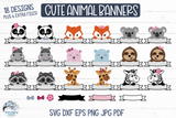 Cute Animal Banners SVG Bundle | Sloth, Bear, Fox, Koala, Panda, Zebra, Giraffe, Raccoon PNG Wispy Willow Designs Company