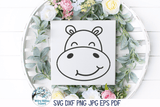Cute Hippo SVG | Hippo Outline and Layered Face SVG Wispy Willow Designs Company