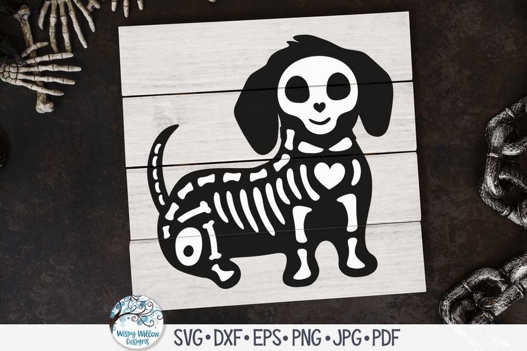 Dachshund Dog Skeleton SVG | Halloween SVG Wispy Willow Designs Company