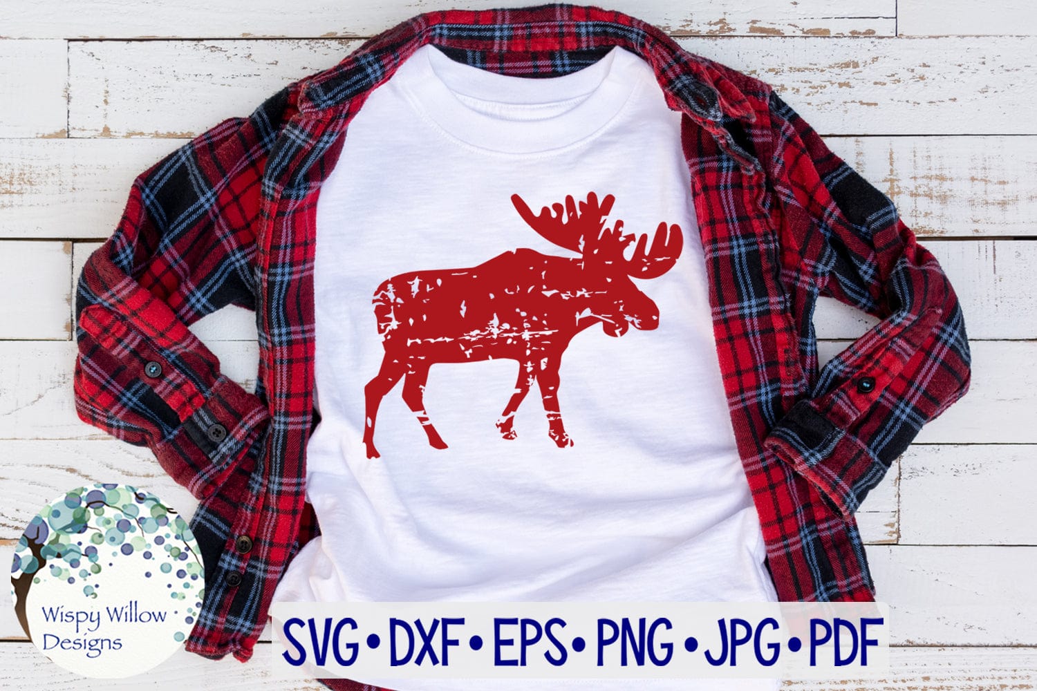 Distressed Moose SVG Wispy Willow Designs Company