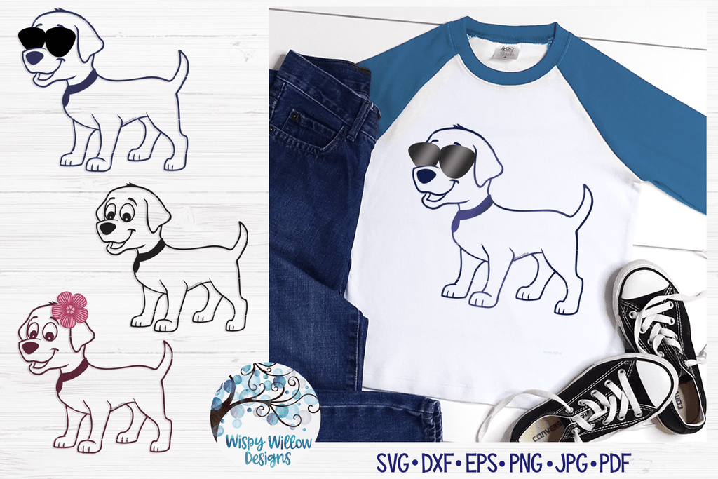 Dog Bundle | Dog with Sunglasses, Flower, Outline SVG Wispy Willow Designs Company