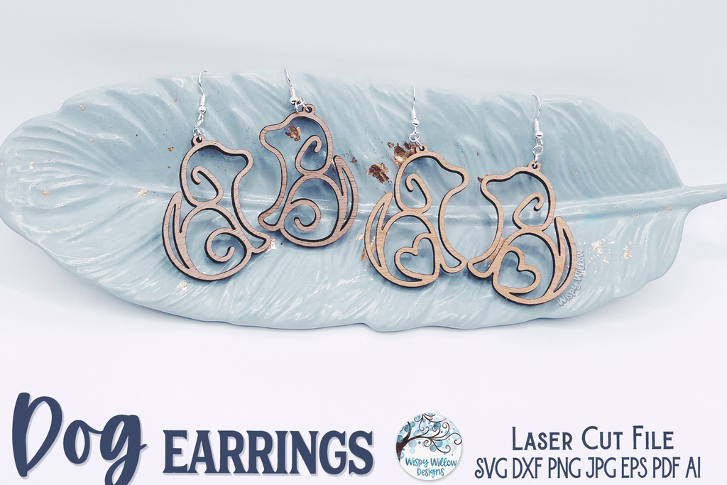 Dog Earrings for Glowforge Laser SVG Wispy Willow Designs Company