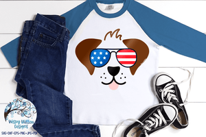 Dog with American Flag Sunglasses SVG Wispy Willow Designs Company
