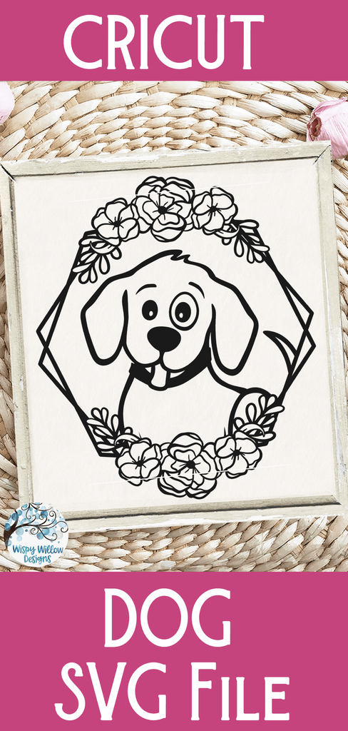 Dog with Flowers SVG Wispy Willow Designs Company