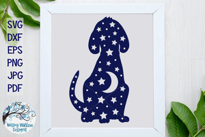 Dog with Moon and Stars SVG Wispy Willow Designs Company
